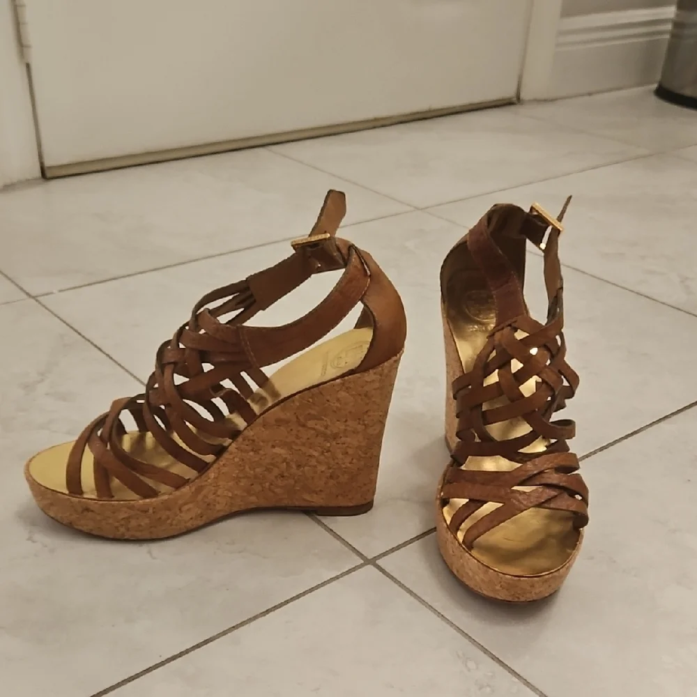 Tory Burch Tan Wedge Sandals